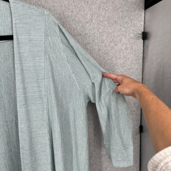 Poetry Oversized Knit Open Front Long Cardigan Size 16/18 Green Blue Linen Lagen - Picture 3 of 13